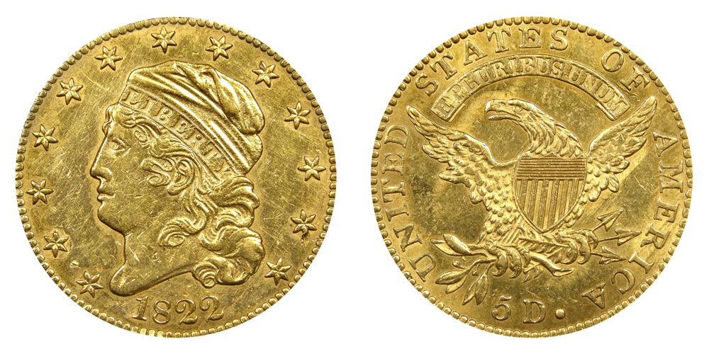 1822 Gold Capped Bust Half Eagle